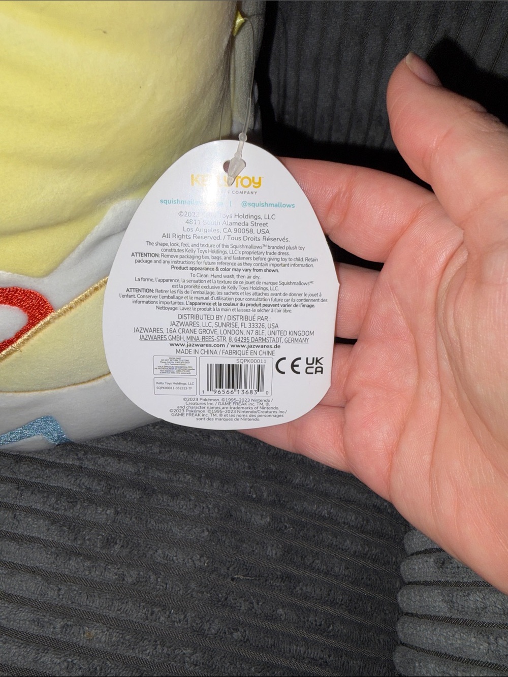 Pokemon Togepi Plush Pillow - Yellow & White with Red & Blue Accents - Picture 3 of 5